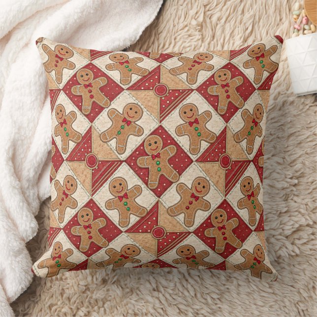 Cute Gingerbread Man Patchwork Pattern Style Kussen (Deken)
