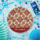Cute Gingerbread Man Patchwork Pattern Style Papieren Bordje (Feest)
