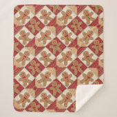 Cute Gingerbread Man Patchwork Pattern Style Sherpa Deken (Voorkant)