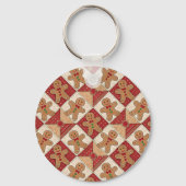 Cute Gingerbread Man Patchwork Pattern Style Sleutelhanger (Achterkant)
