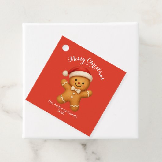 Cute Gingerbread Man with Santa Hat -  Bedankjes Labels (In situ)
