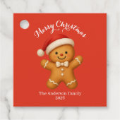 Cute Gingerbread Man with Santa Hat -  Bedankjes Labels (Voorkant)