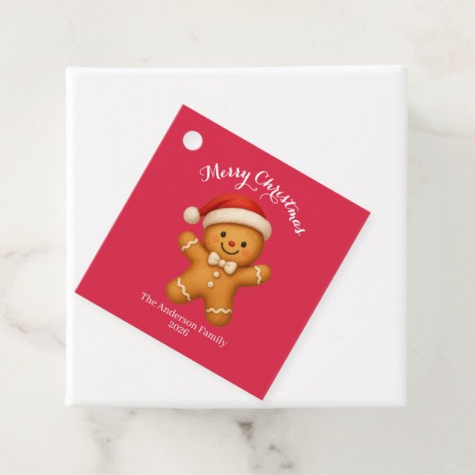 Cute Gingerbread Man with Santa Hat -  Bedankjes Labels (In situ)