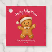 Cute Gingerbread Man with Santa Hat -  Bedankjes Labels (Voorkant)