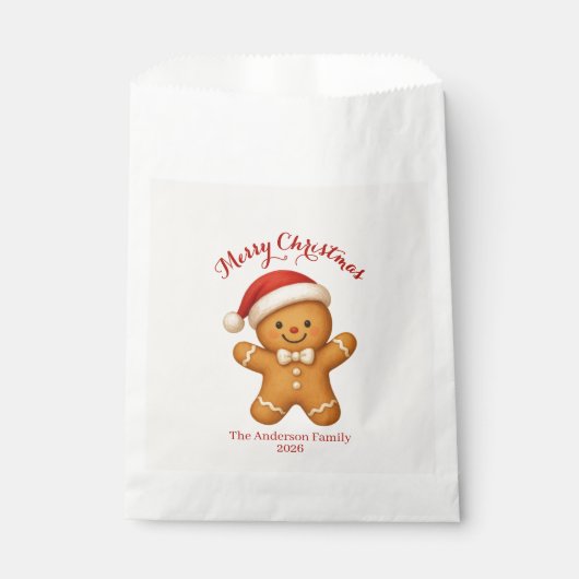 Cute Gingerbread Man with Santa Hat -  Bedankzakje (Voorkant)