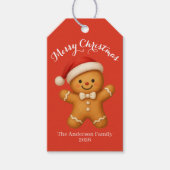 Cute Gingerbread Man with Santa Hat -  Cadeaulabel (Voorkant)