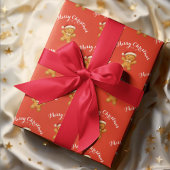 Cute Gingerbread Man with Santa Hat -  Cadeaupapier