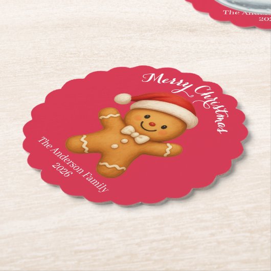 Cute Gingerbread Man with Santa Hat - Kartonnen Onderzetters (Gekanteld)