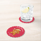 Cute Gingerbread Man with Santa Hat - Kartonnen Onderzetters (Insitu)