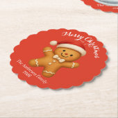 Cute Gingerbread Man with Santa Hat -  Kartonnen Onderzetters (Gekanteld)