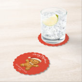 Cute Gingerbread Man with Santa Hat -  Kartonnen Onderzetters (Insitu)
