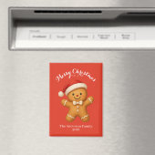 Cute Gingerbread Man with Santa Hat -  Magneet (Insitu (Vaatwasser))