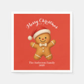 Cute Gingerbread Man with Santa Hat -  Servet (Voorkant)