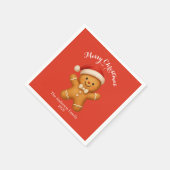 Cute Gingerbread Man with Santa Hat -  Servet (Hoek)