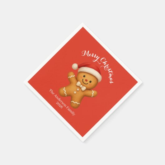 Cute Gingerbread Man with Santa Hat -  Servet (Hoek)