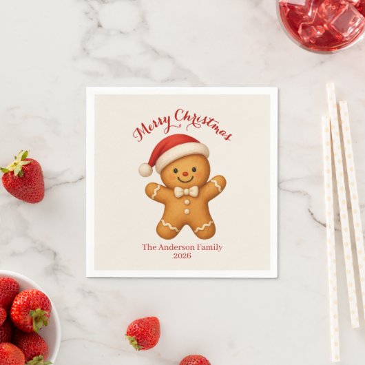 Cute Gingerbread Man with Santa Hat - Servet (Insitu)