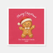 Cute Gingerbread Man with Santa Hat -  Servet (Voorkant)