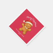 Cute Gingerbread Man with Santa Hat -  Servet (Hoek)