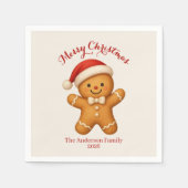 Cute Gingerbread Man with Santa Hat -  Servet (Voorkant)