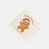 Cute Gingerbread Man with Santa Hat -  Servet (Hoek)