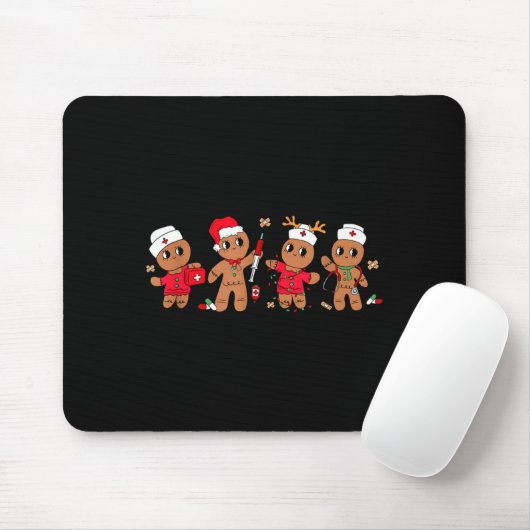 Cute Gingerbread Nurse Christmas Design Medical Hu Muismat (Met muis)