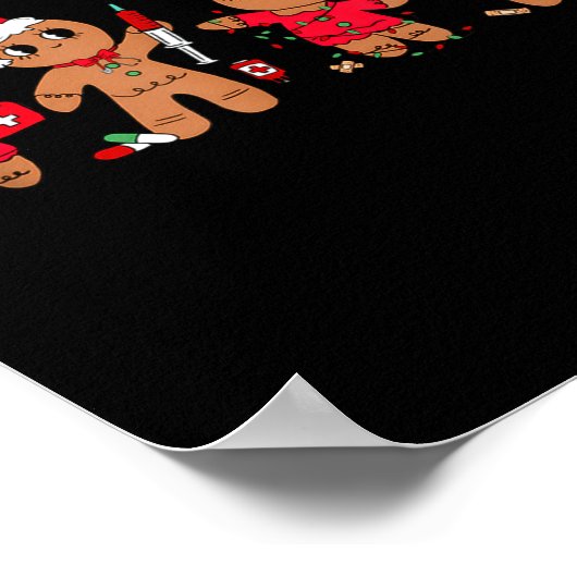 Cute Gingerbread Nurse Christmas Design Medical Hu Poster (Hoek)