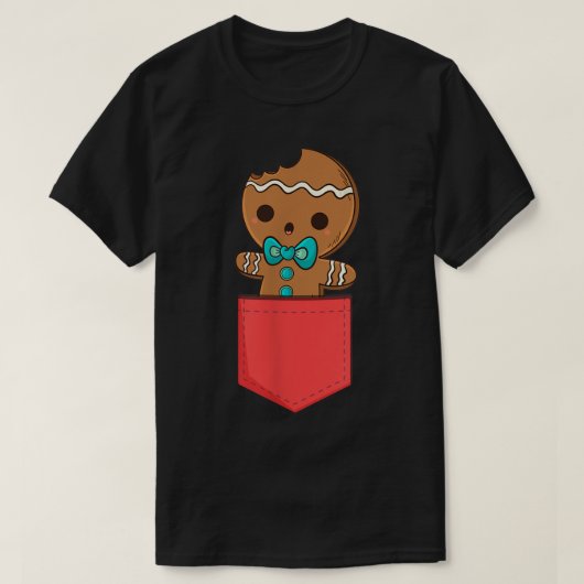 Cute Gingerbread Pocket Christmas Design T-shirt (Design voorkant)