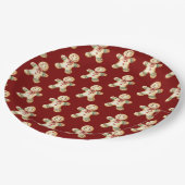 Cute Gingerbread Red Christmas Paper Plate Papieren Bordje (Gekanteld)