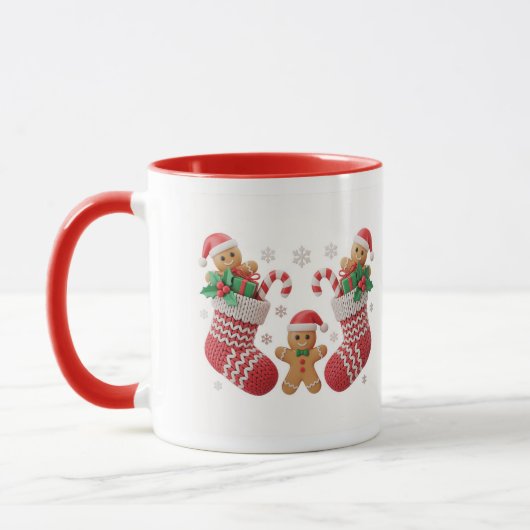Cute Gingerbread Stocking Mug Wrap Mok (Links)