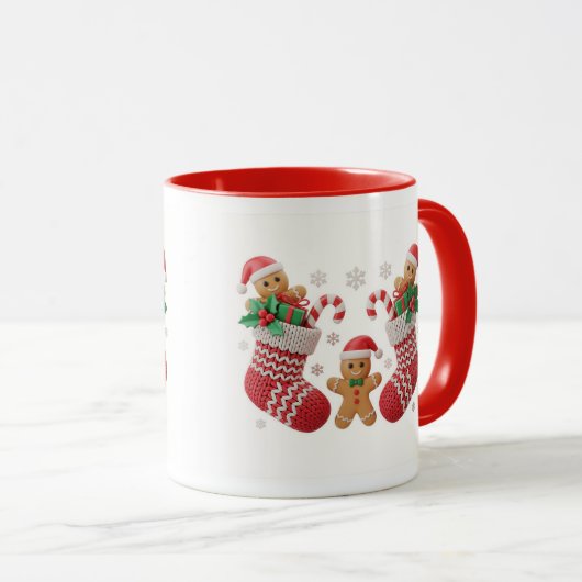 Cute Gingerbread Stocking Mug Wrap Mok (Voorkant rechts)