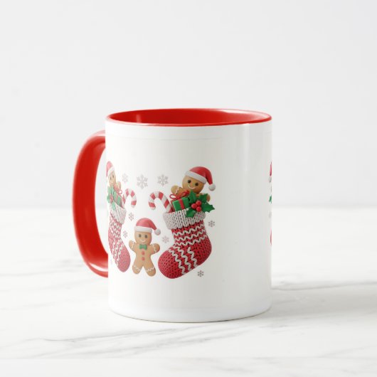 Cute Gingerbread Stocking Mug Wrap Mok (Voorkant links)