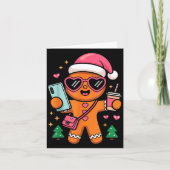 Cute Gingerbread Taking Selfie Christmas Pajama To Kaart (Voorkant)