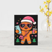 Cute Gingerbread Taking Selfie Christmas Pajama To Kaart (Gele Bloem)