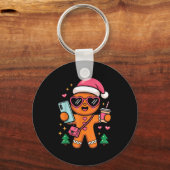 Cute Gingerbread Taking Selfie Christmas Pajama To Sleutelhanger (Voorkant)