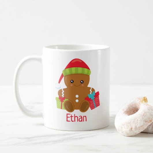 Cute GingerBrooBoy Persoonlijke kerstMok Koffiemok (Met donut)
