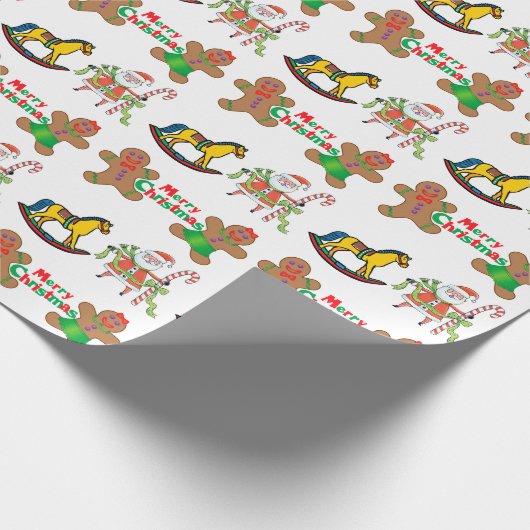 Cute Gingerbrood-Afbeeldingen voor kerstmis Cadeaupapier (Hoek)