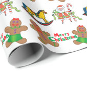 Cute Gingerbrood-Afbeeldingen voor kerstmis Cadeaupapier (Rol Hoek)