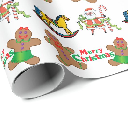 Cute Gingerbrood-Afbeeldingen voor kerstmis Cadeaupapier (Rol Hoek)