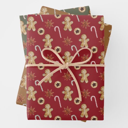 Cute Gingerbrood Baking Pattern Inpakpapier Vel (In situ)