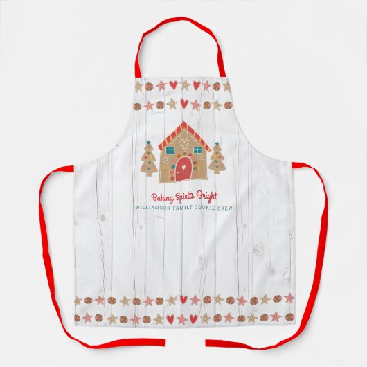 Cute Gingerbrood Baking Rustic Holiday Typografie Schort (Voorkant)