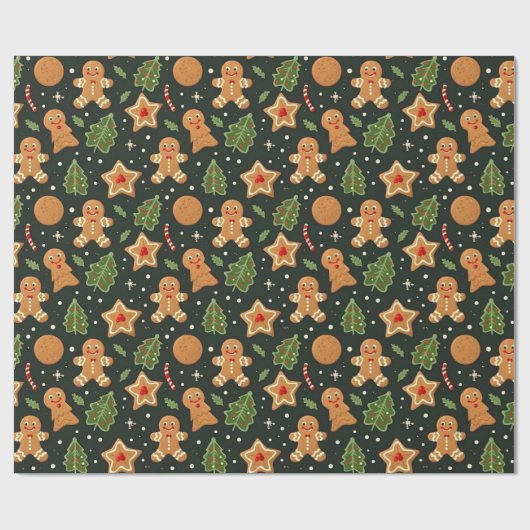 Cute Gingerbrood Cadeaupapier (Vlak)