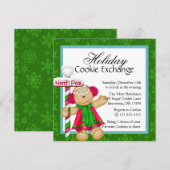 Cute Gingerbrood Cookie Exchange Holiday Invite Kaart (Voorkant / Achterkant)