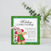 Cute Gingerbrood Cookie Exchange Holiday Invite Kaart (Staand voorkant)