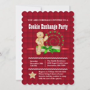 Cute Gingerbrood Cookie Exchange Holiday Invite Kaart