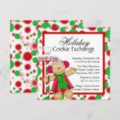 Cute Gingerbrood Cookie Exchange Holiday Invite Kaart (Voorkant / Achterkant)