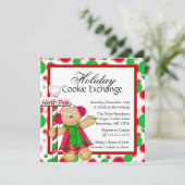 Cute Gingerbrood Cookie Exchange Holiday Invite Kaart (Staand voorkant)