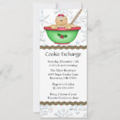 Cute Gingerbrood Cookie Exchange Holiday Invite Kaart (Voorkant)