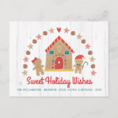 Cute Gingerbrood Cookie House Sweet Wishes Rustic Feestdagenkaart (Voorkant)