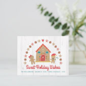 Cute Gingerbrood Cookie House Sweet Wishes Rustic Feestdagenkaart (Staand voorkant)