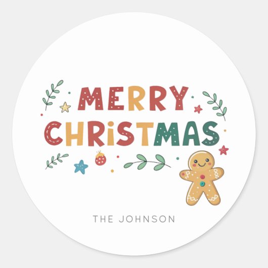 Cute Gingerbrood Cookie Ronde Sticker (Voorkant)